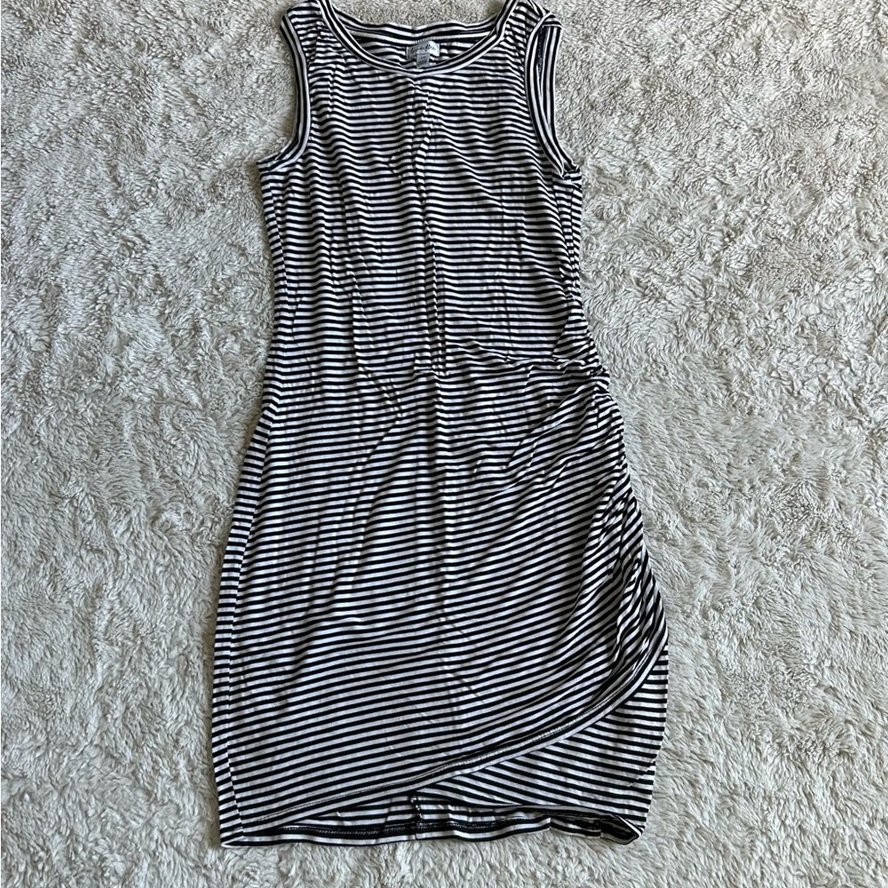 love, Fire Black and White Striped Mini Dress